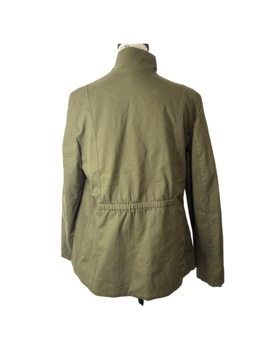 Chicos Size 12/14 Military Army Green Jacket Embroidered Accents Pockets Band - Picture 3 of 7
